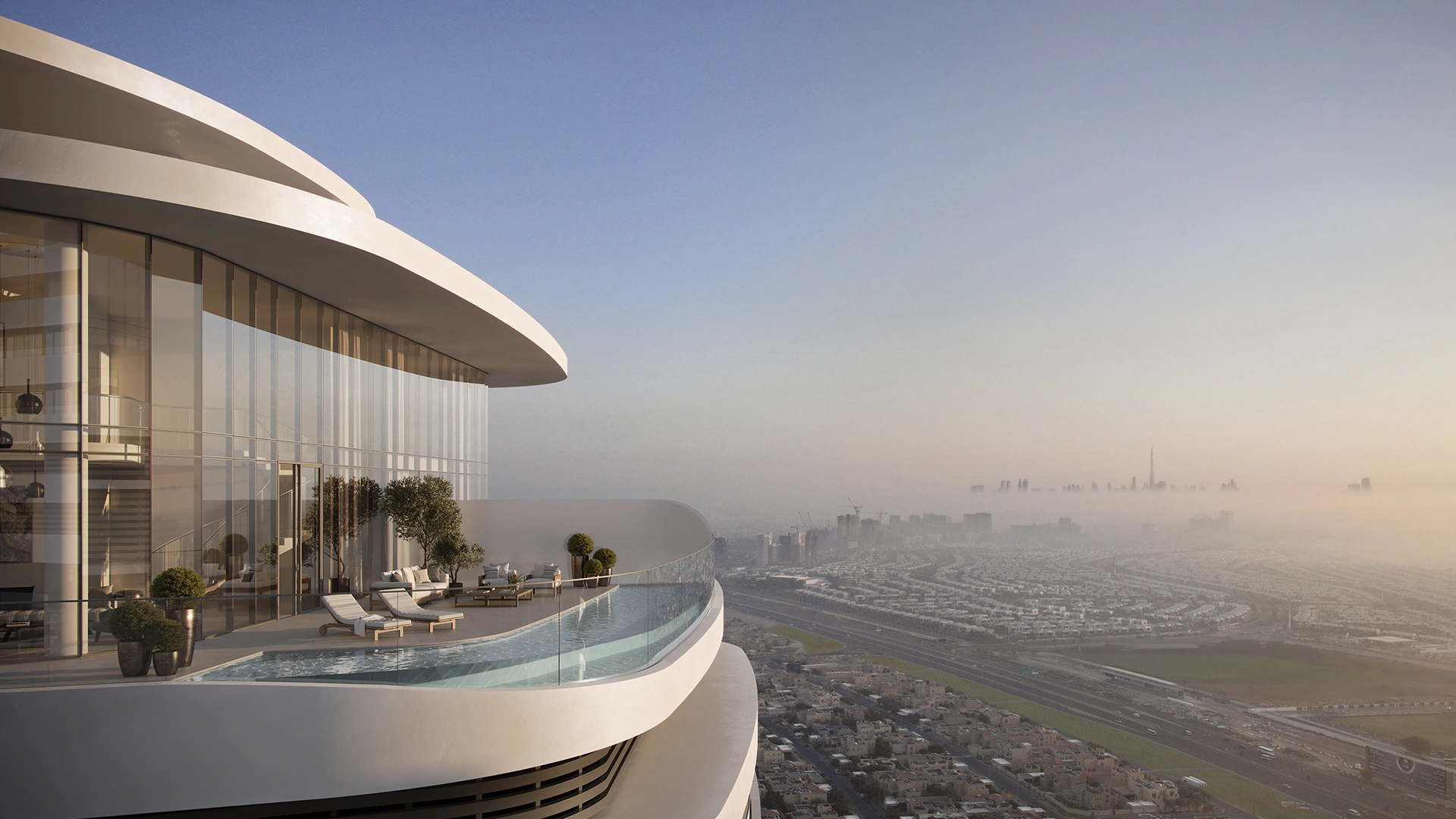SAAS Hills sky villa terrace overlooking Dubai